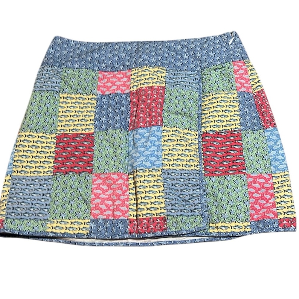 Vineyard Vines Nautical Cottagecore Quilted Fish Print Mini Skirt